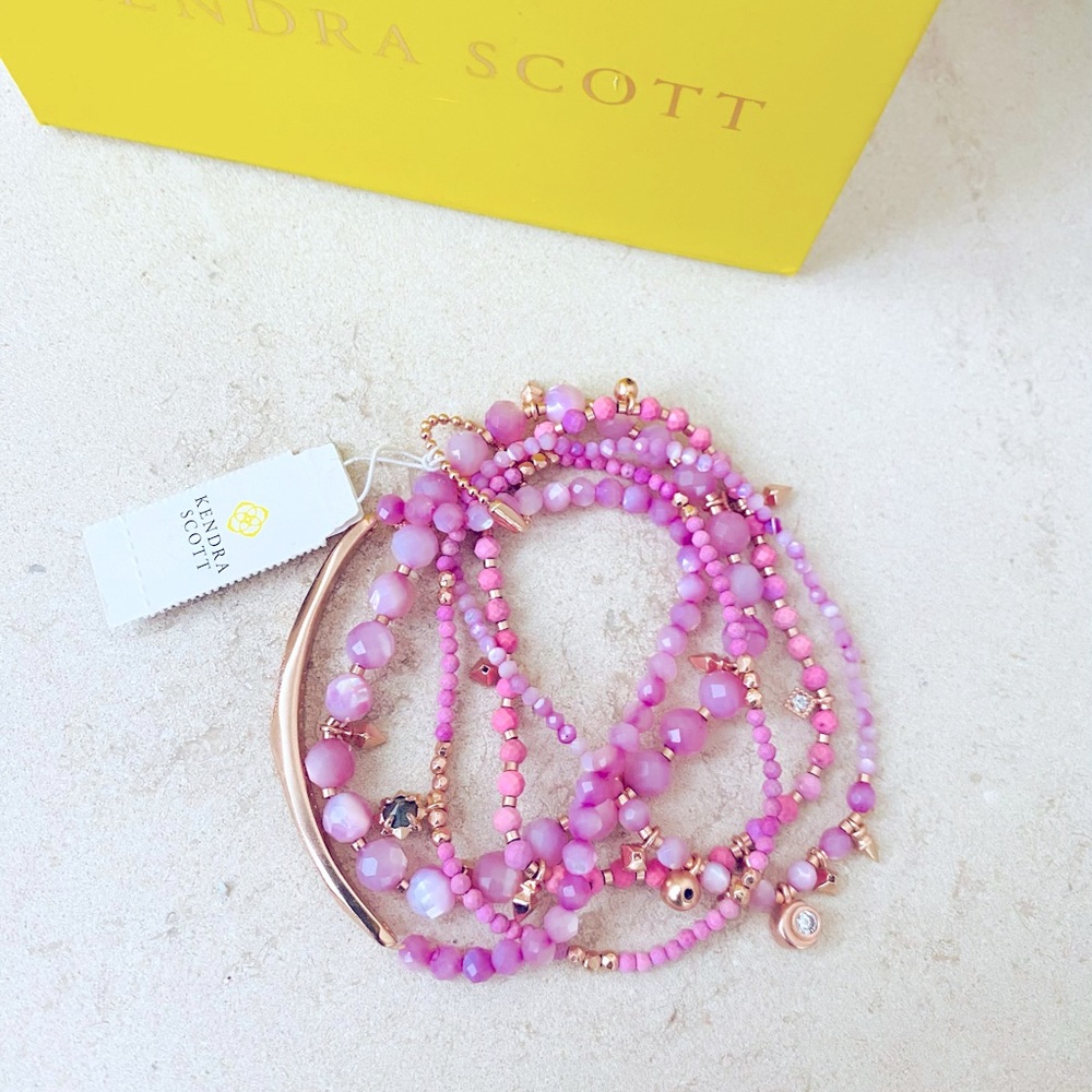 Kendra Scott Supak lavender bracelet set with rose gold tone